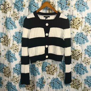 Forever 21 Black and White Striped Cardigan